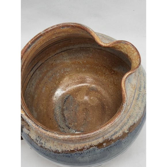 Signed Art Pottery Blue & Brown glaze - Picture 3 of 11